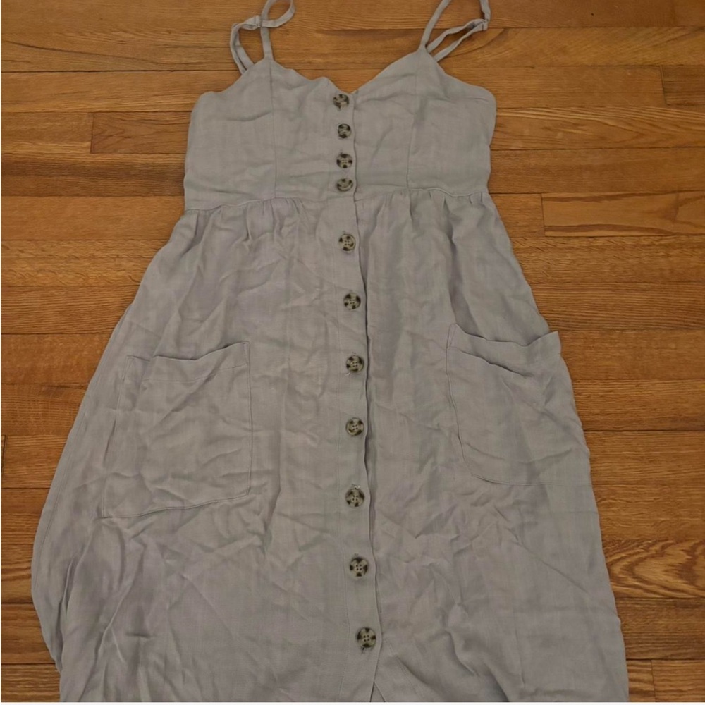 Greyish-purple button down midi dress